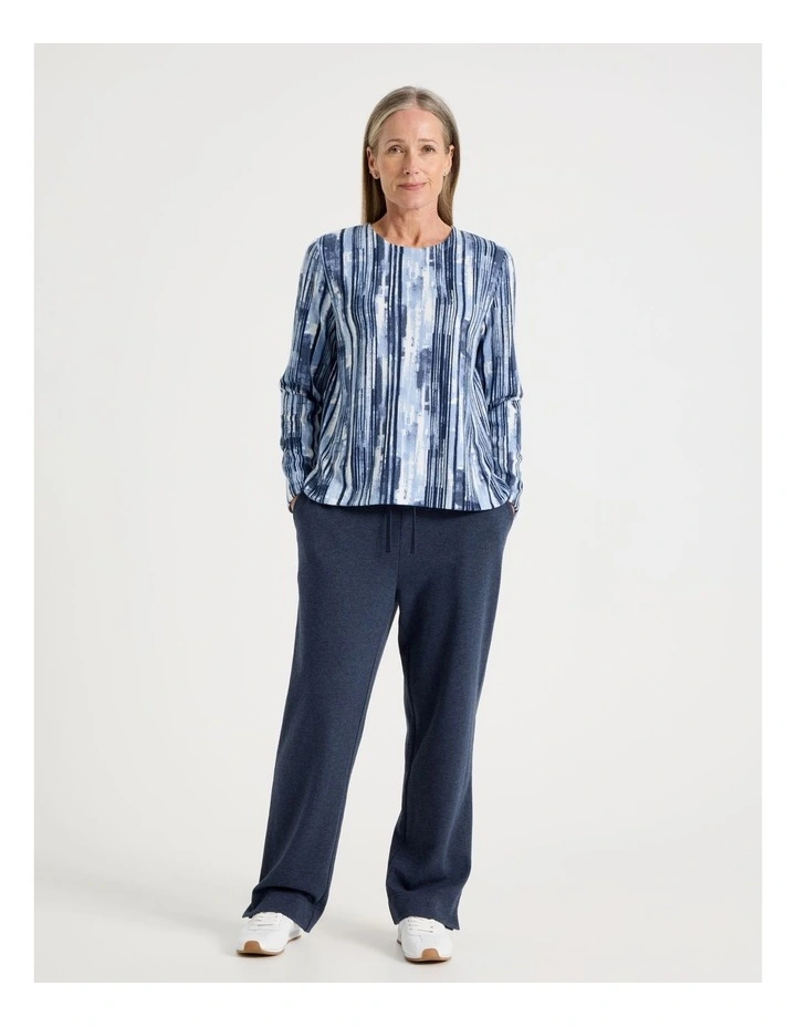 Long Sleeve Soft Touch Tee With Crew Neck in Blues Vertical Coastal Stripe image 3