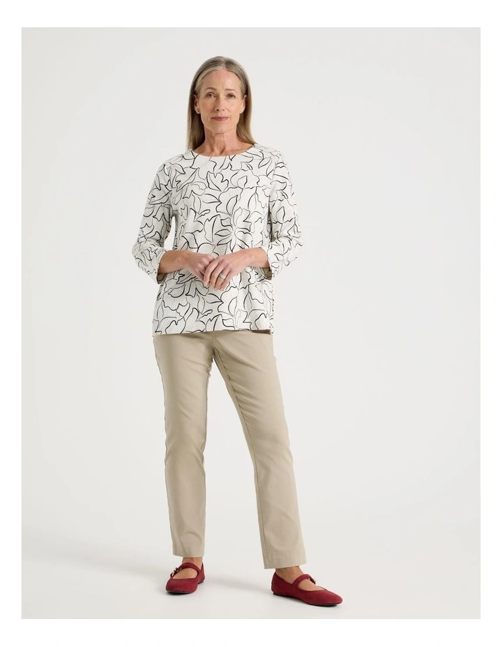Button Shoulder Tunic With Side insert Panels in Ivory Floral Print image 3