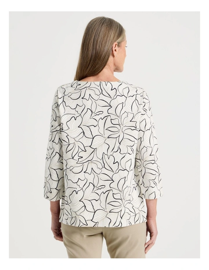 Button Shoulder Tunic With Side insert Panels in Ivory Floral Print image 5
