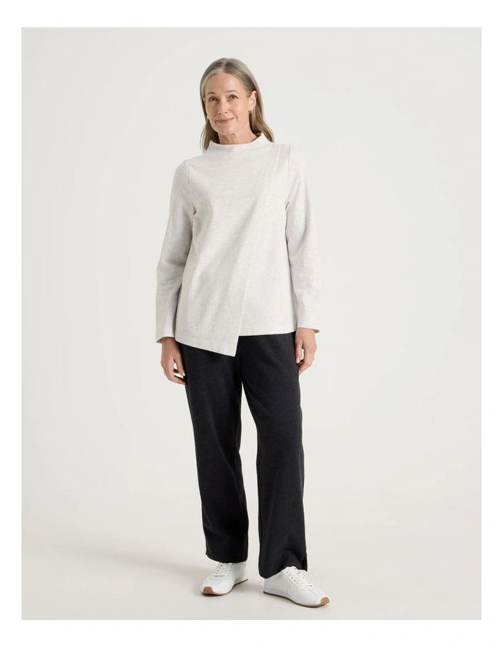 Asymmetrical Funnel Neck Sweat in Cloud Marle image 2
