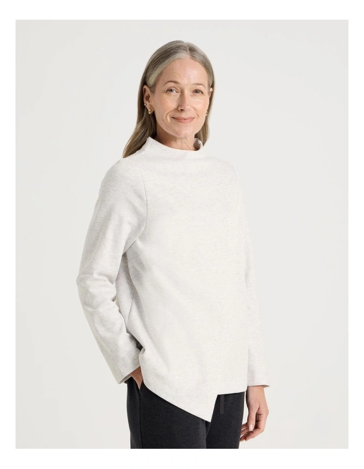 Asymmetrical Funnel Neck Sweat in Cloud Marle image 3
