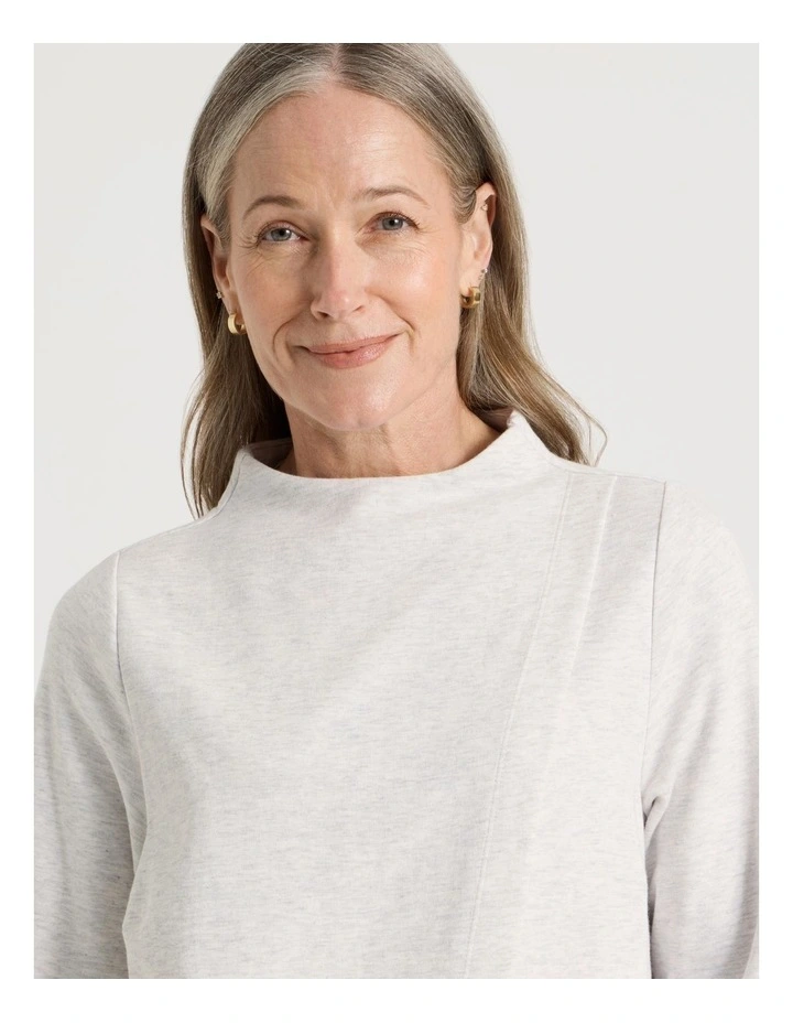 Asymmetrical Funnel Neck Sweat in Cloud Marle image 4