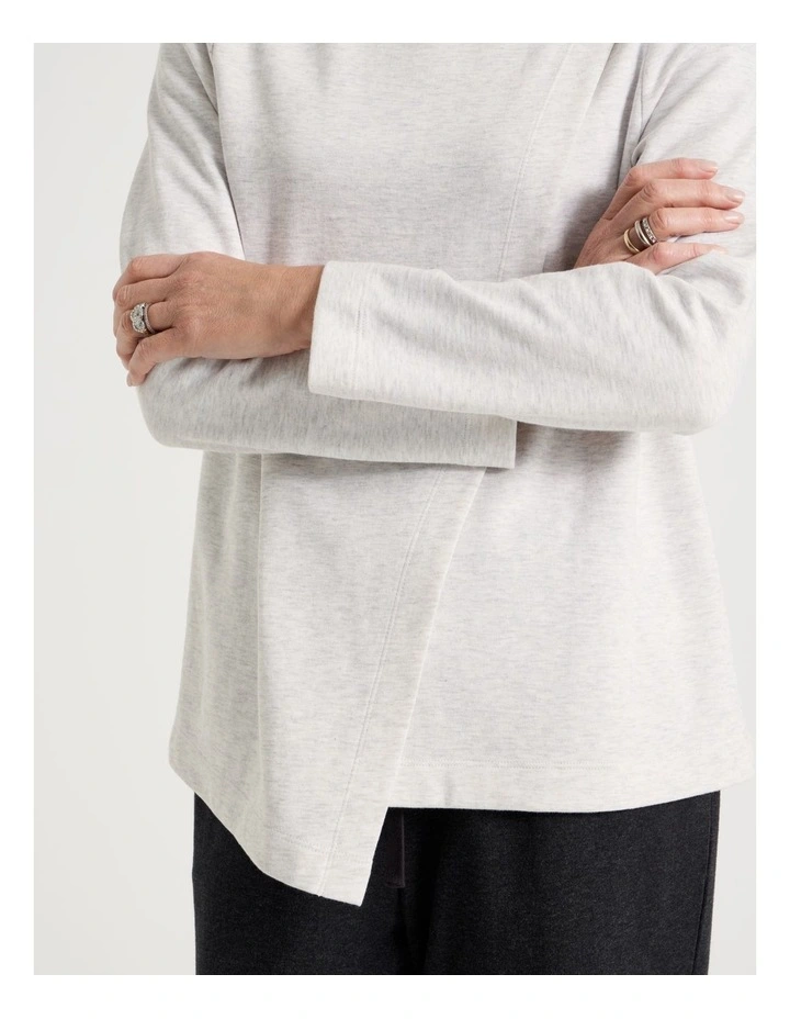 Asymmetrical Funnel Neck Sweat in Cloud Marle image 5