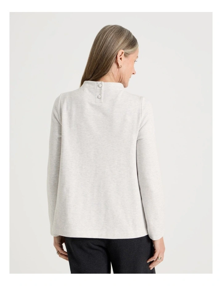 Asymmetrical Funnel Neck Sweat in Cloud Marle image 6