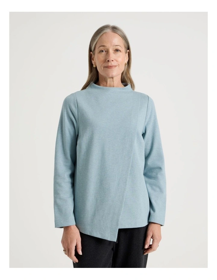 Asymmetrical Funnel Neck Sweat in Dusty Blue image 1