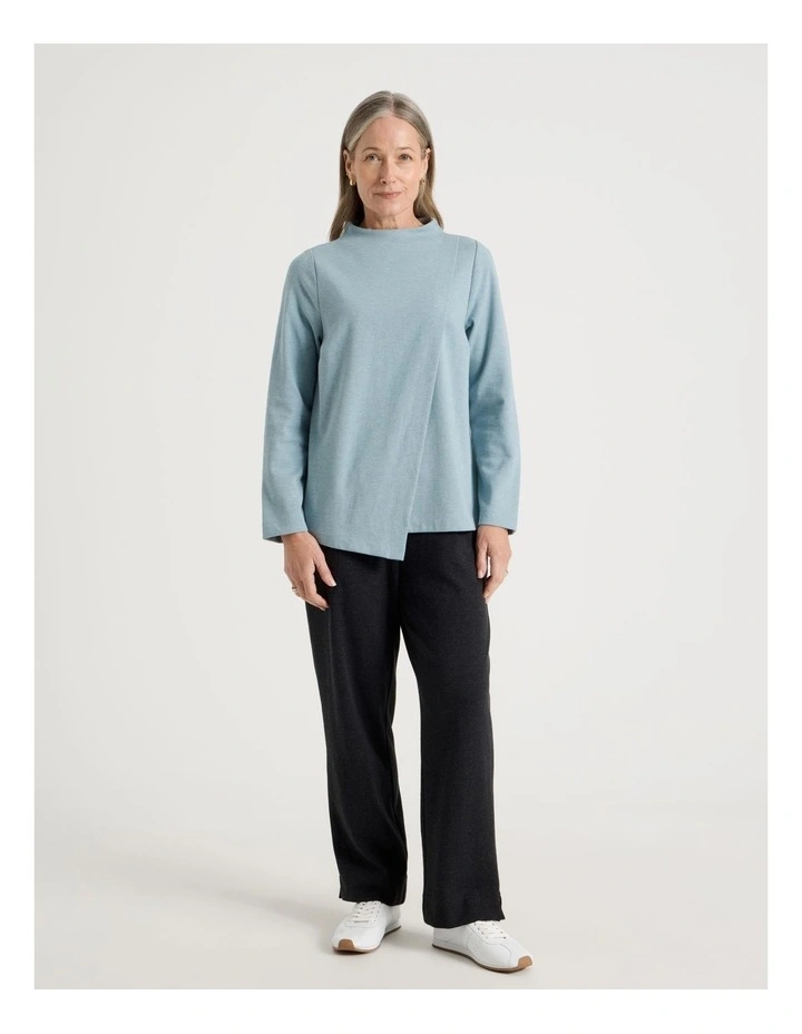 Asymmetrical Funnel Neck Sweat in Dusty Blue image 2