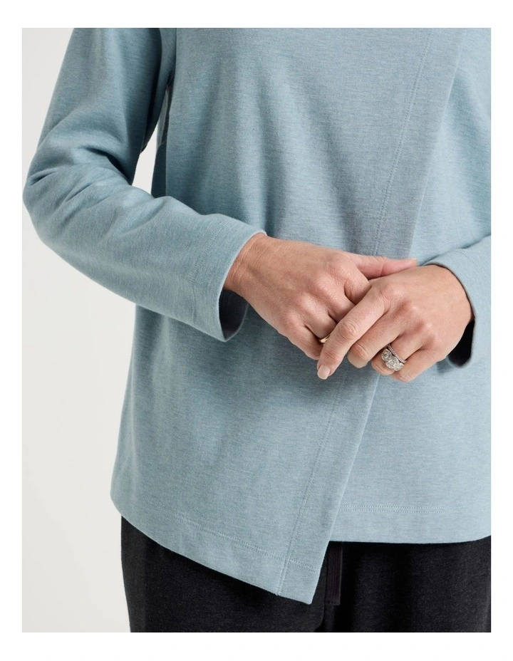 Asymmetrical Funnel Neck Sweat in Dusty Blue image 3