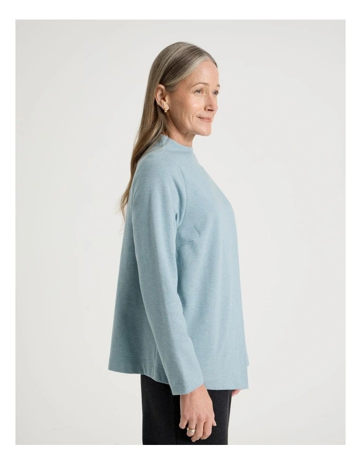 Asymmetrical Funnel Neck Sweat in Dusty Blue image 4