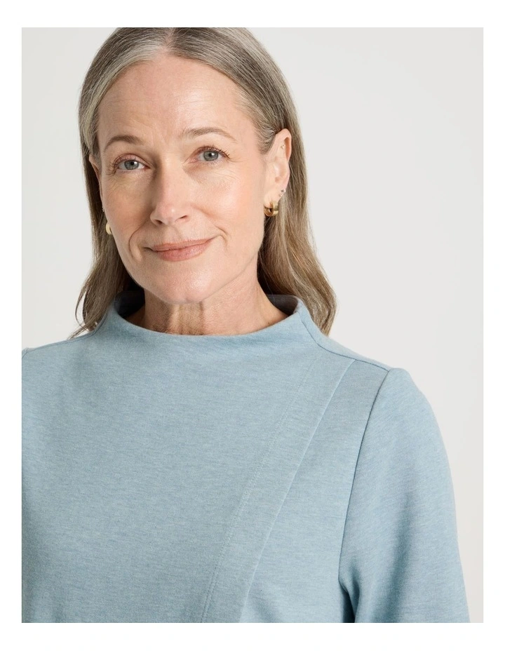 Asymmetrical Funnel Neck Sweat in Dusty Blue image 5