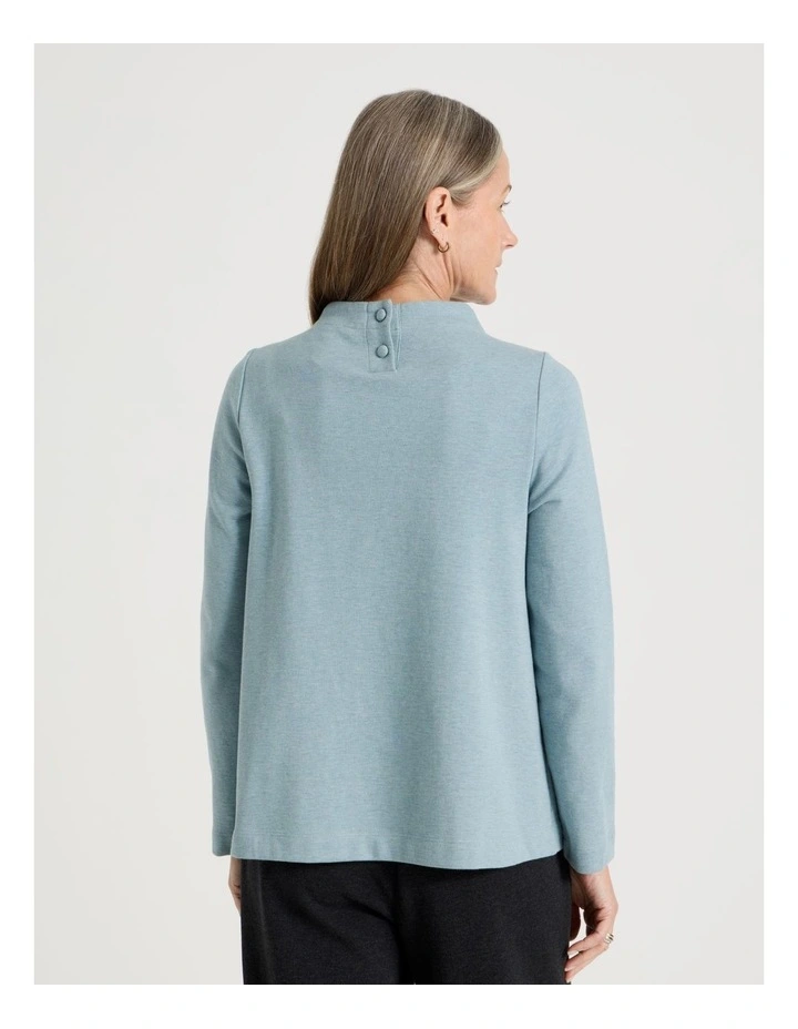 Asymmetrical Funnel Neck Sweat in Dusty Blue image 6