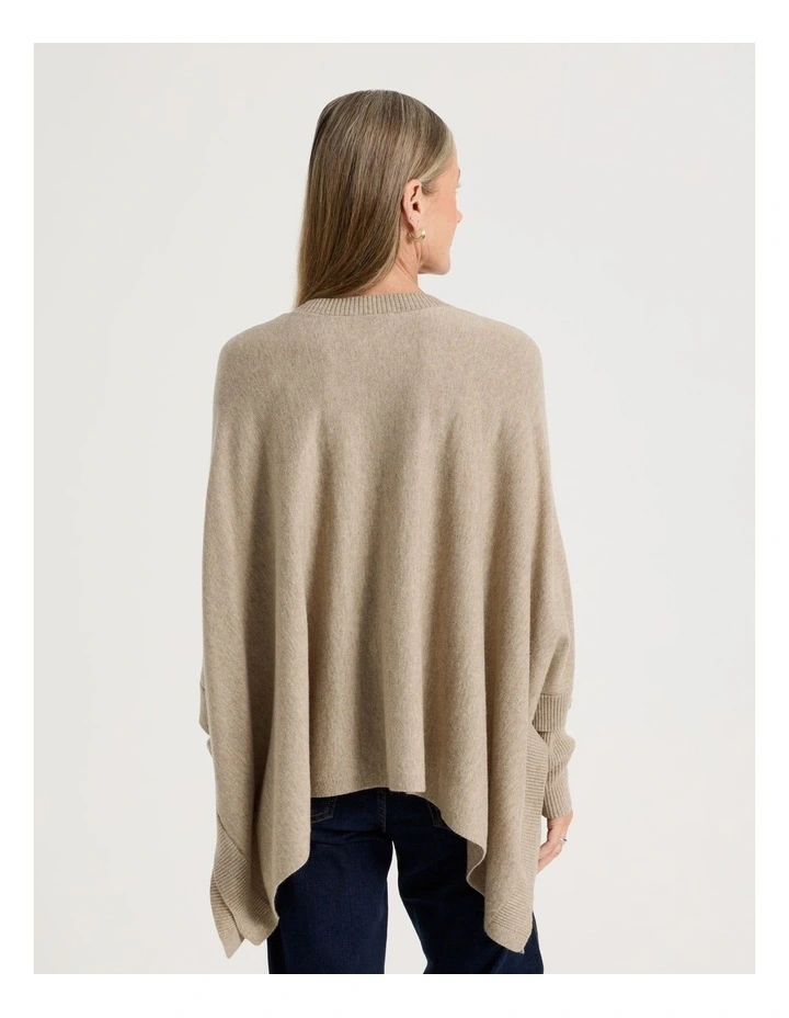 Crew Neck Poncho in Latte image 6