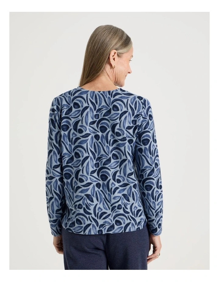Long Sleeve Soft Touch Tee With Crew Neck in Blue Buds Print image 6