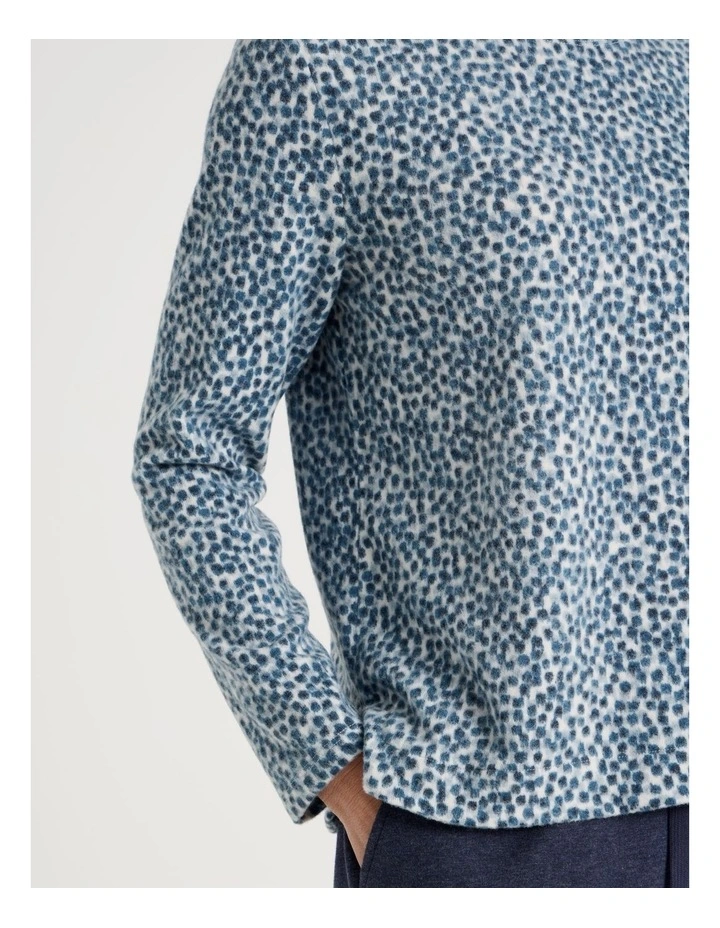 Long Sleeve Soft Touch Tee With Crew Neck in Teal Abstract Spot image 4