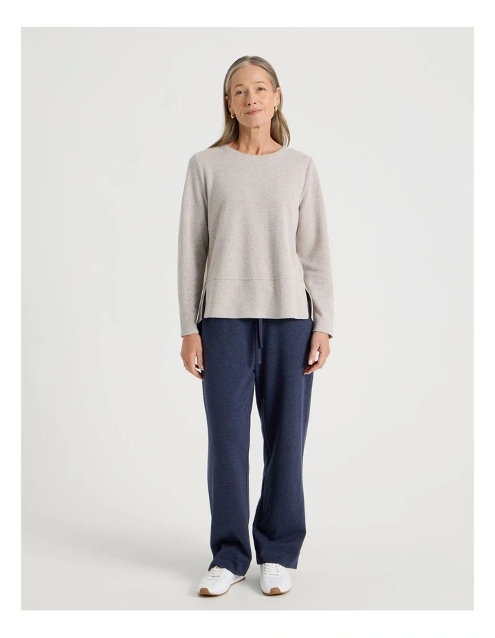 Long Sleeve Tee With Forward Seam in Stone and Ivory image 2