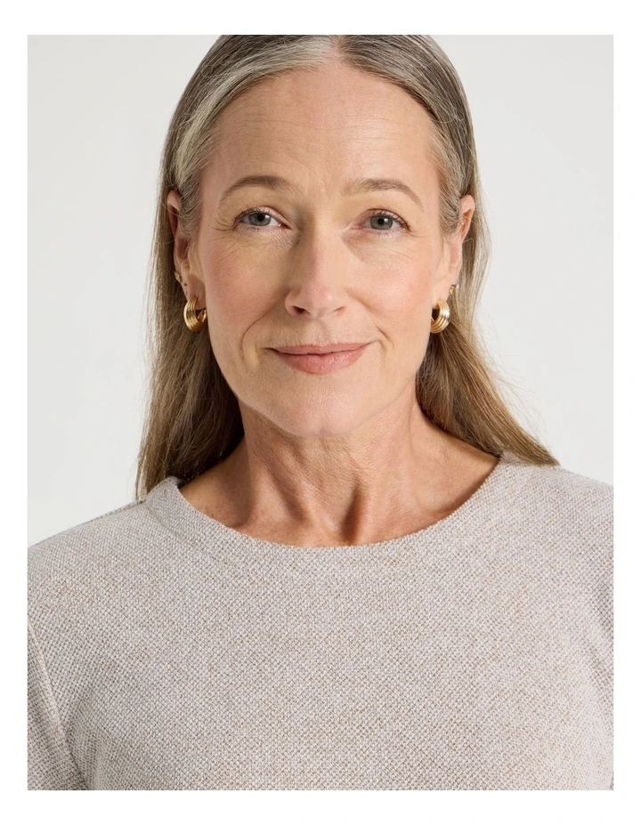 Long Sleeve Tee With Forward Seam in Stone and Ivory image 5