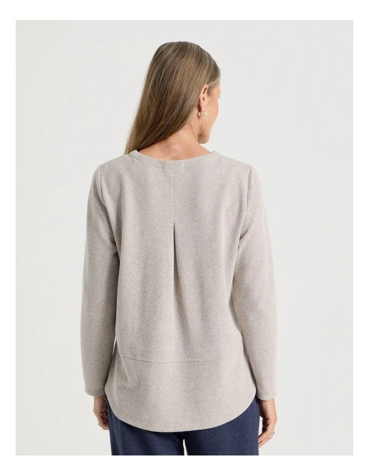 Long Sleeve Tee With Forward Seam in Stone and Ivory image 6