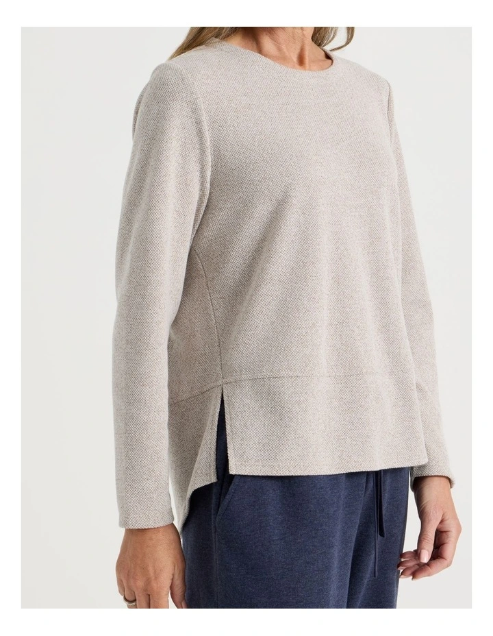 Long Sleeve Tee With Forward Seam in Stone and Ivory image 7