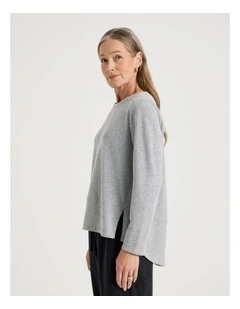 Long Sleeve Tee With Forward Seam in Black and Ivory