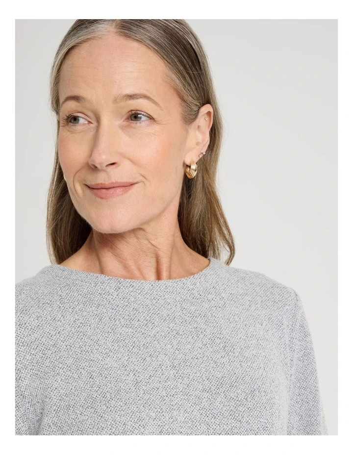 Long Sleeve Tee With Forward Seam in Black and Ivory image 3