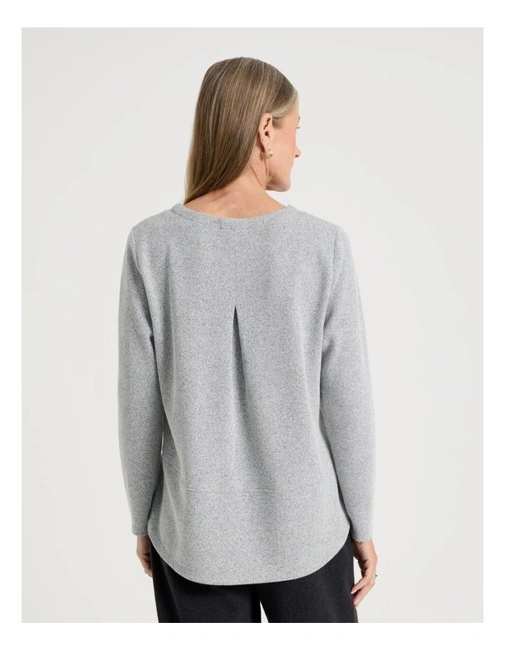 Long Sleeve Tee With Forward Seam in Black and Ivory image 6