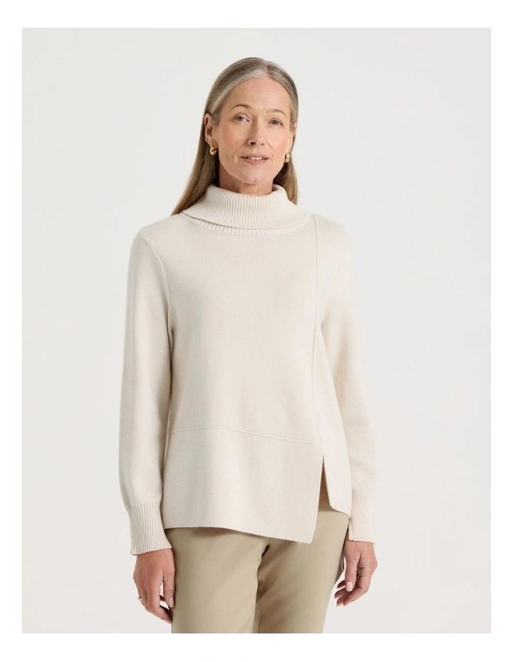 Asymmetrical Hem Jumper in Ivory image 1