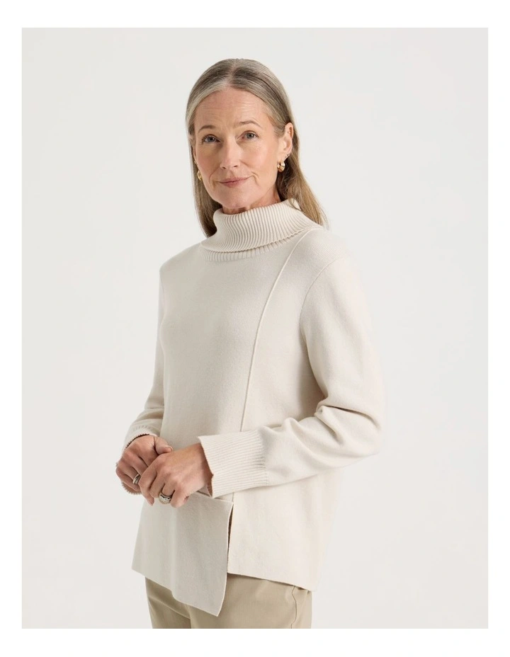 Asymmetrical Hem Jumper in Ivory image 3