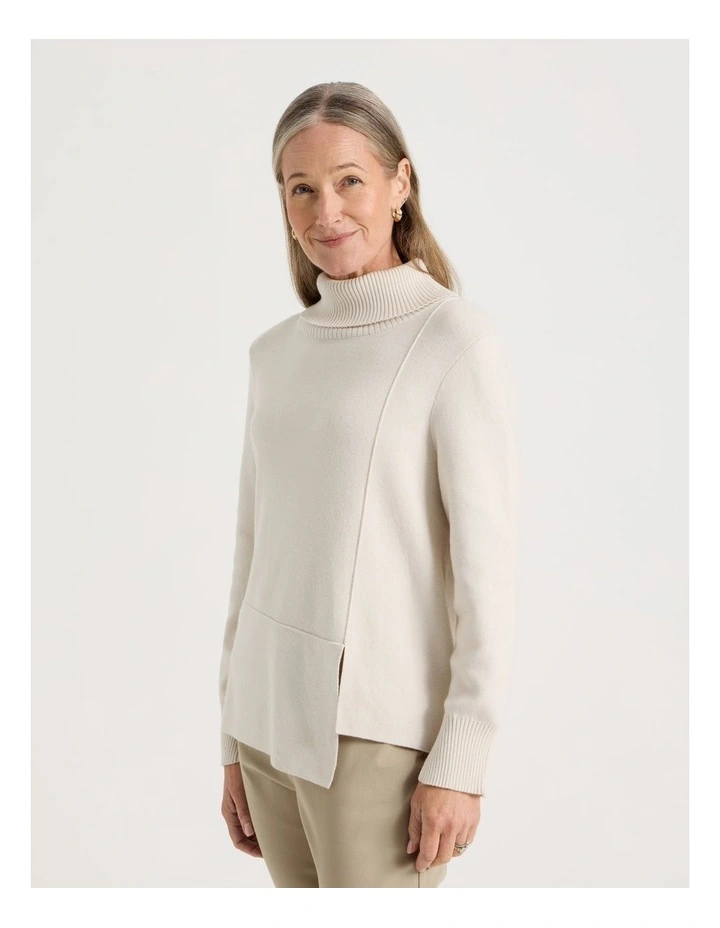 Asymmetrical Hem Jumper in Ivory image 7