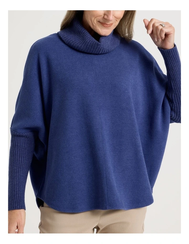 Rib Sleeve Circle Sweat in Cobalt Marle image 2