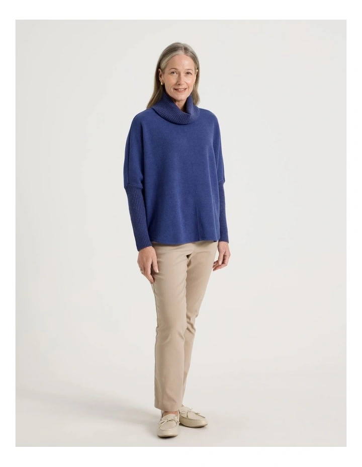 Rib Sleeve Circle Sweat in Cobalt Marle image 3