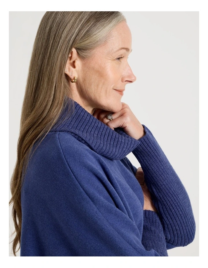 Rib Sleeve Circle Sweat in Cobalt Marle image 5