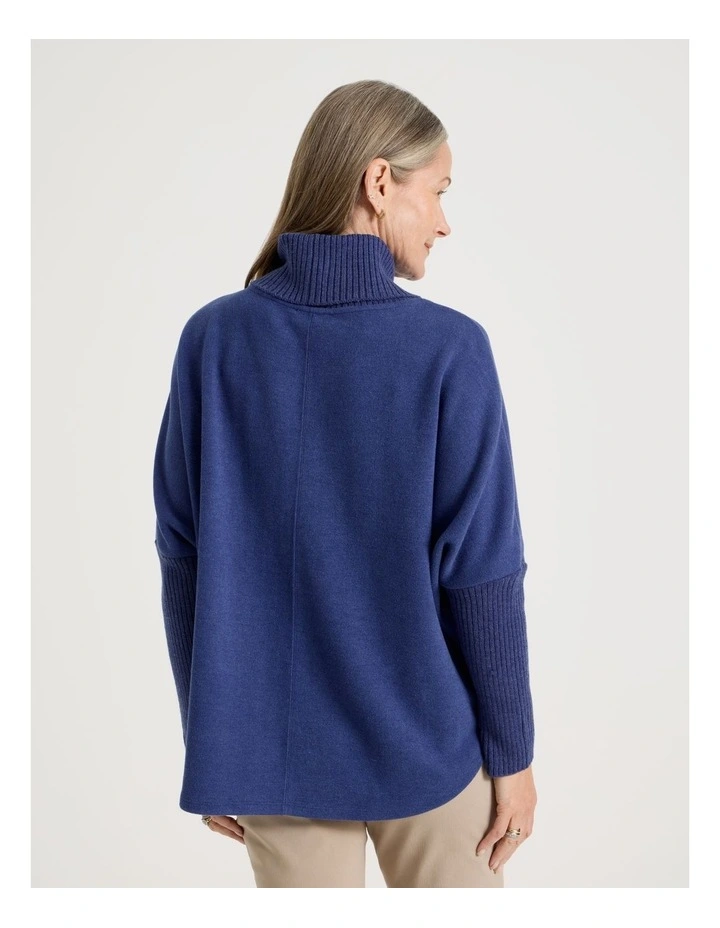 Rib Sleeve Circle Sweat in Cobalt Marle image 6
