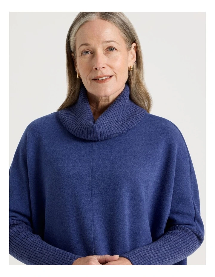 Rib Sleeve Circle Sweat in Cobalt Marle image 7