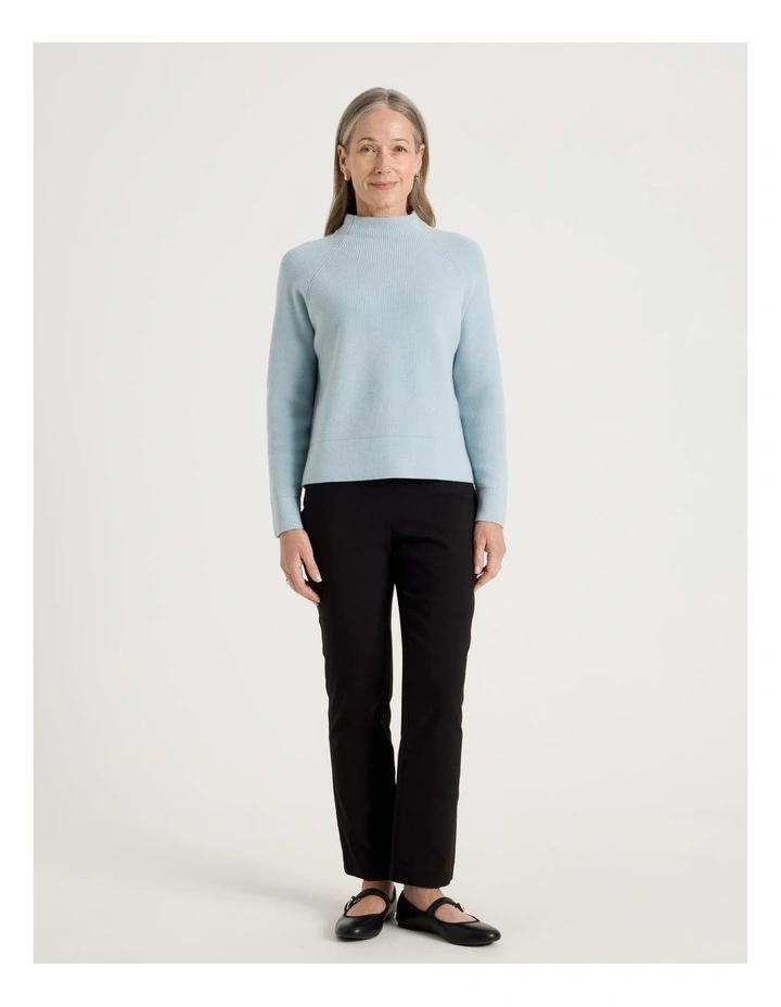 Stand Collar Raglan Sleeve Jumper in Fog image 3