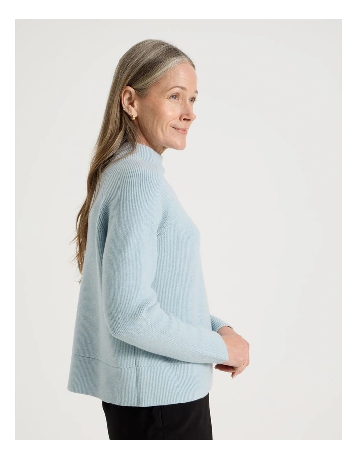 Stand Collar Raglan Sleeve Jumper in Fog image 4