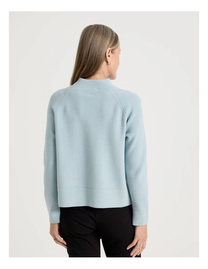 Stand Collar Raglan Sleeve Jumper in Fog image 6