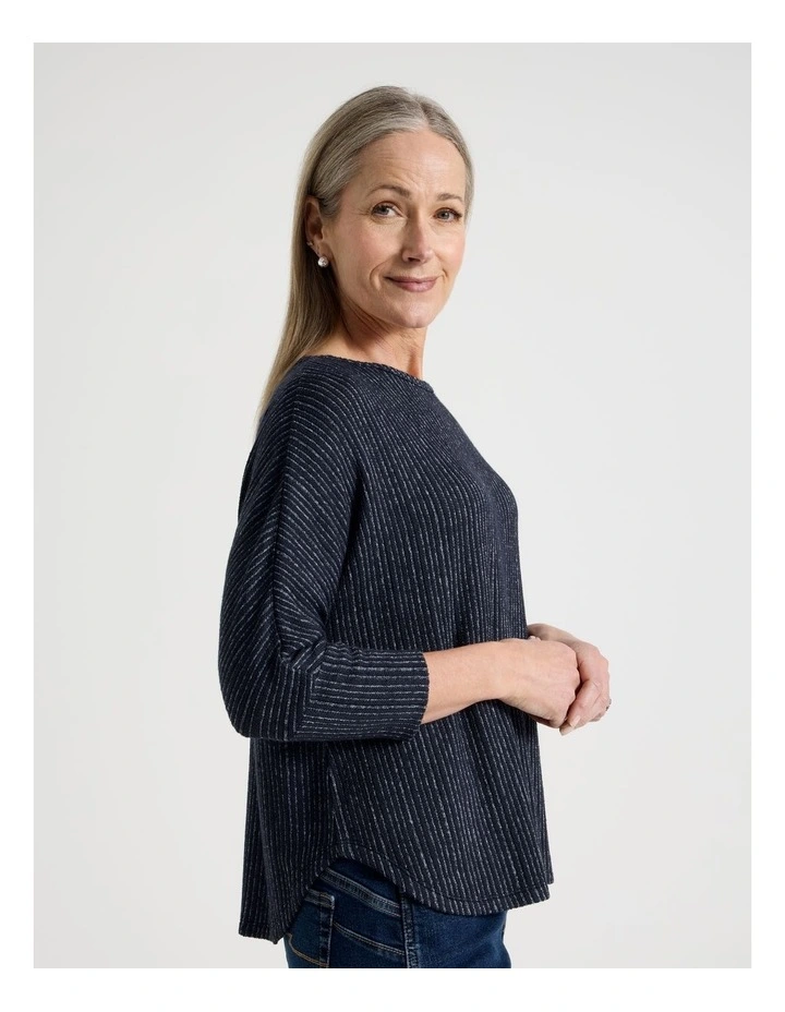 Fancy Knit Magyar Sleeve Tee in Navy Blue image 4