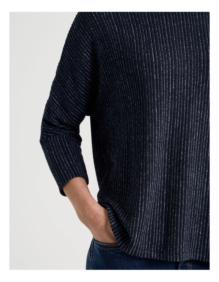 Fancy Knit Magyar Sleeve Tee in Navy Blue image 5