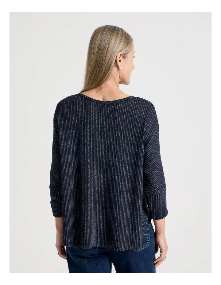 Fancy Knit Magyar Sleeve Tee in Navy Blue image 6