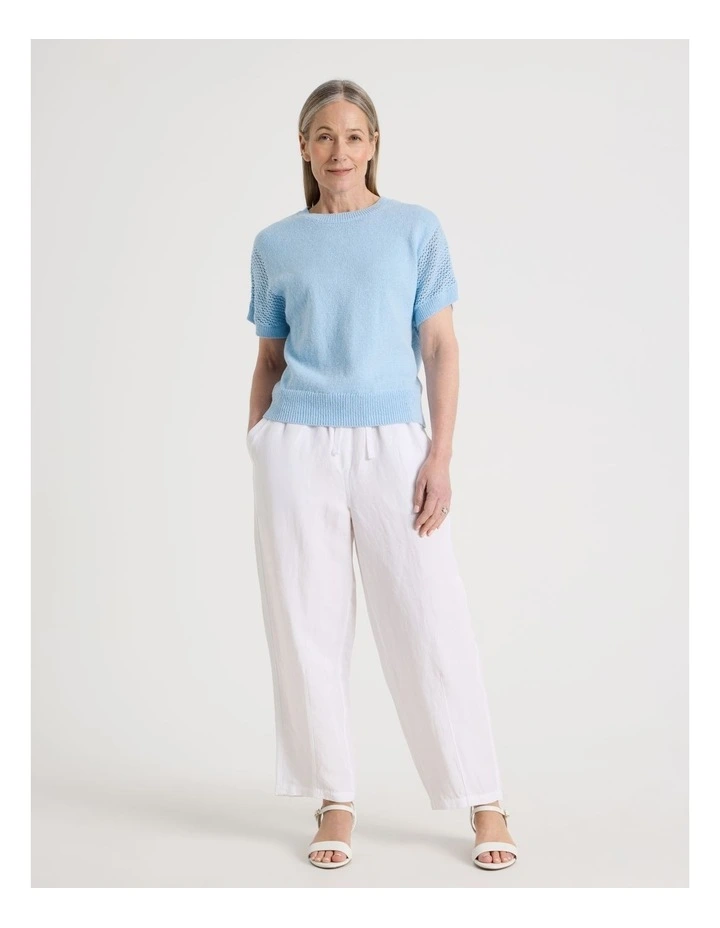 Extended Sleeve Knit Top With Fancy Knit Sleeves in Light Blue image 7