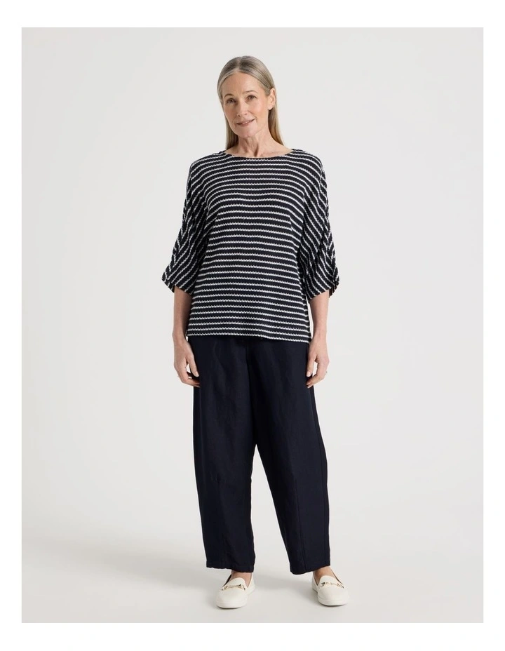 Fancy Knit 3/4 Sleeve Magyar Tee in Navy/Ivory Stripe image 7