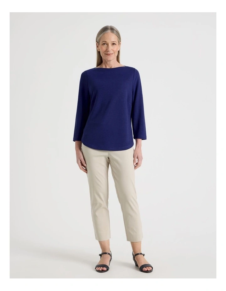 3/4 Sleeve Boat Neck Tee in Cobalt Texture image 7