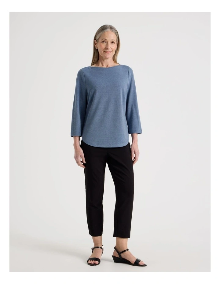 3/4 Sleeve Boat Neck Tee in Light Blue Texture image 7