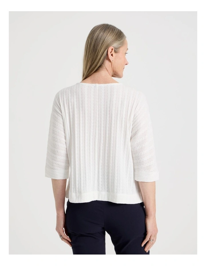Fancy Knit 3/4 Sleeve Magyar Tee in Ivory image 6