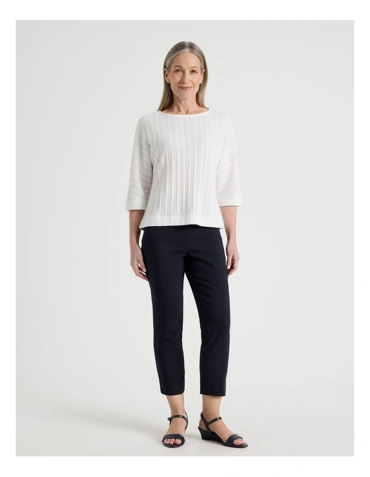 Fancy Knit 3/4 Sleeve Magyar Tee in Ivory image 7