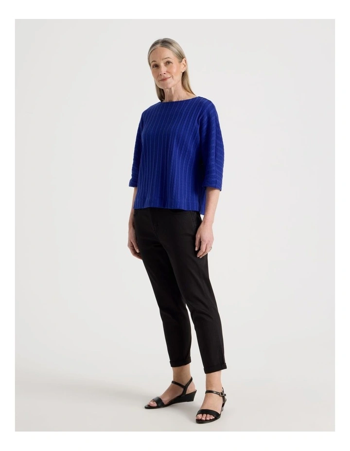 Fancy Knit 3/4 Sleeve Magyar Tee in Cobalt image 7