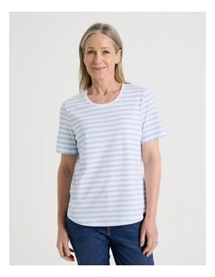 Wardrobe Staple Short Sleeve Tee in Blue/White Stripe