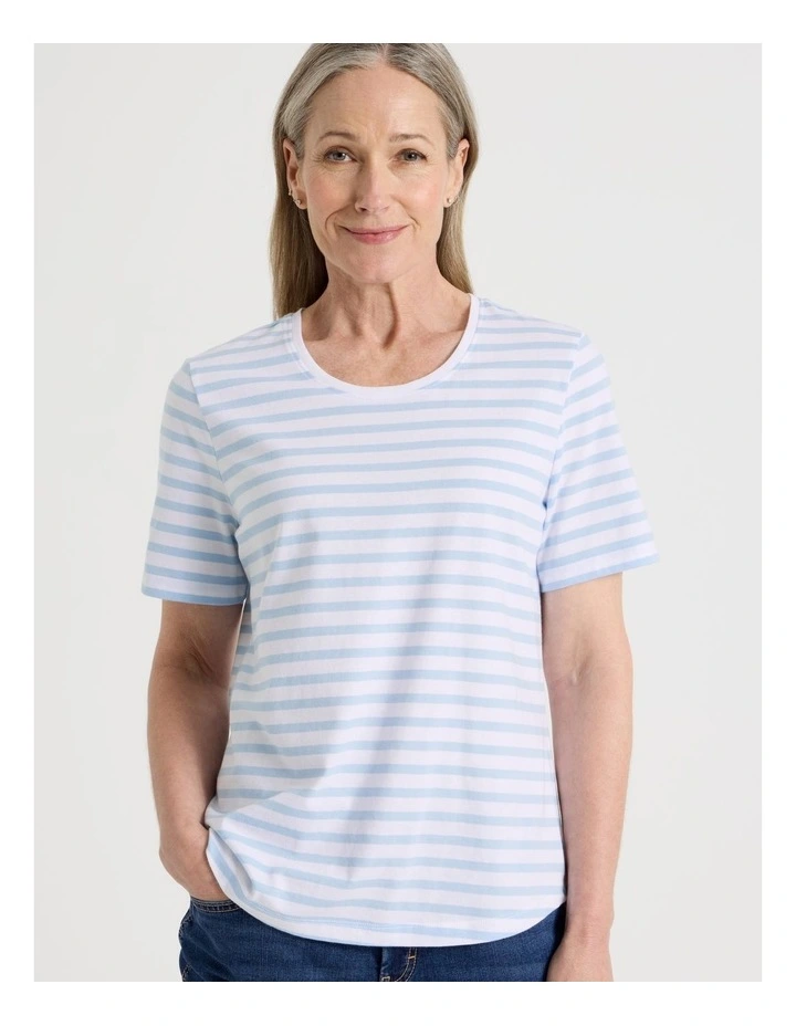 Wardrobe Staple Short Sleeve Tee in Blue/White Stripe image 3