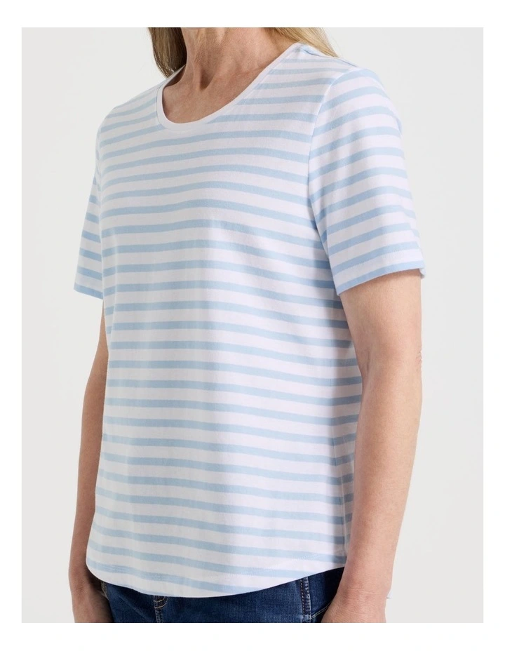 Wardrobe Staple Short Sleeve Tee in Blue/White Stripe image 4