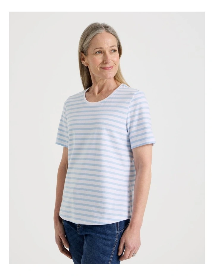 Wardrobe Staple Short Sleeve Tee in Blue/White Stripe image 5