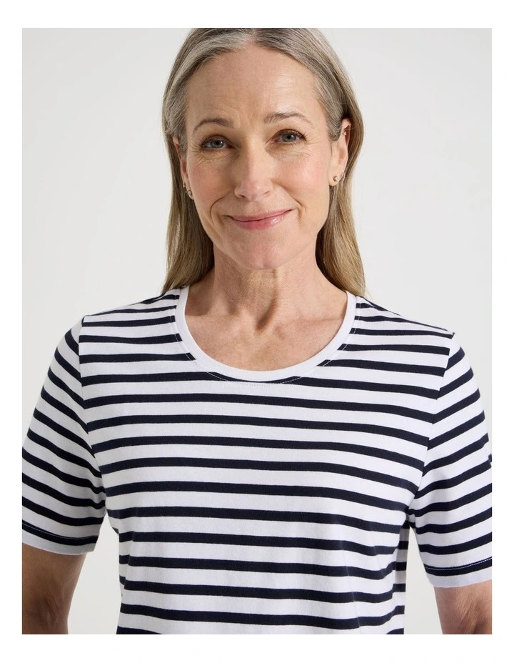 Wardrobe Staple Short Sleeve Tee in Navy/White Stripe image 3